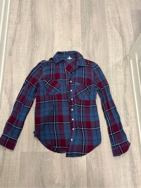 Aeropostale Blue and Burgundy Plaid Shirt